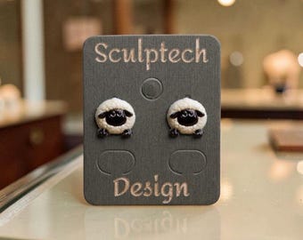 Fluffy Sheep Stud Earrings, Animal Jewellery, Sensitive‑Ear Friendly Gift