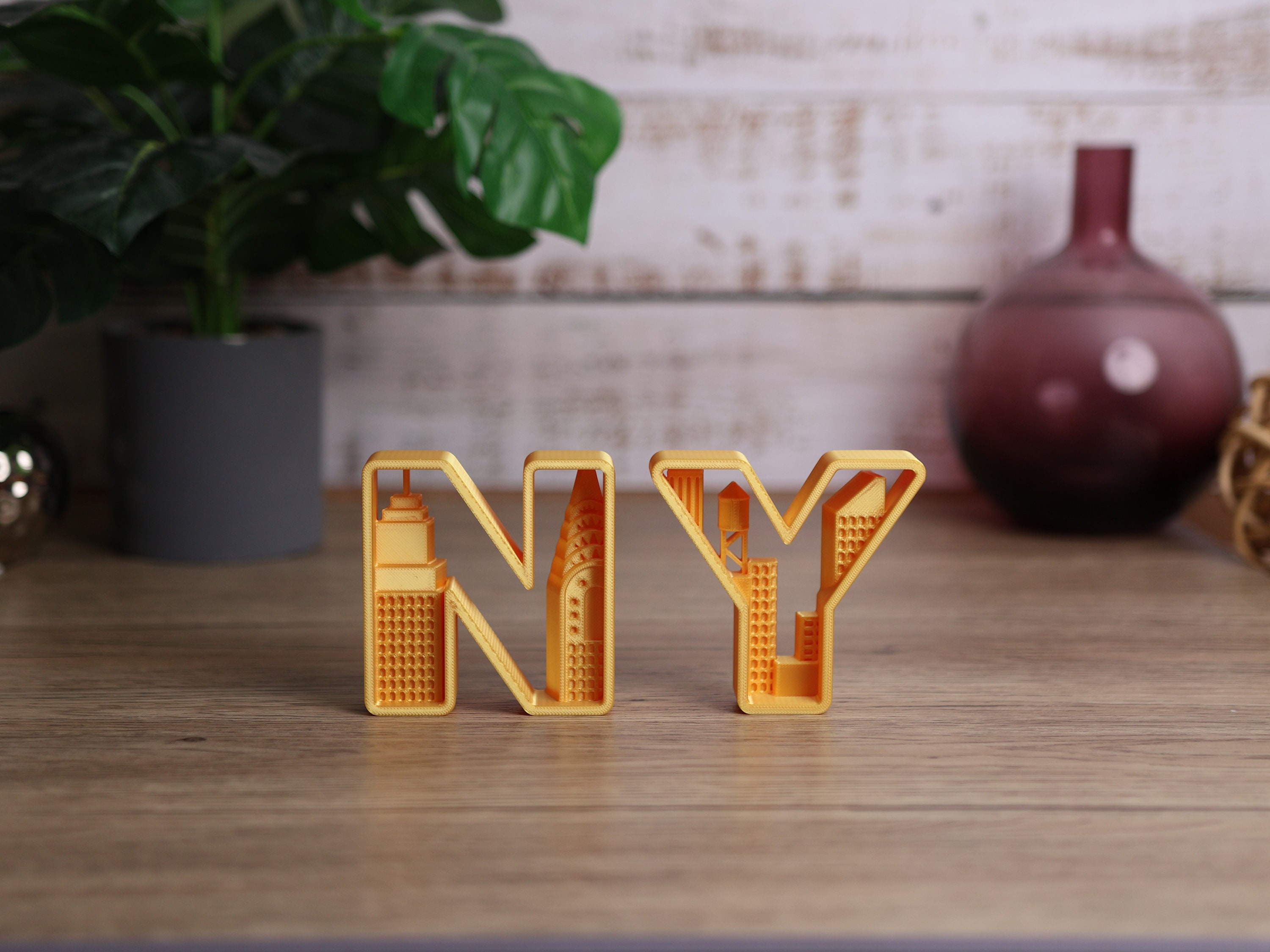 New York City Skyline Letter Art: Freestanding NY Sculpture, Home Decor ...