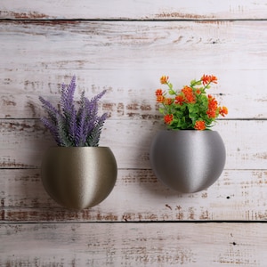 Textured Sphere Wall Planter: Gold, Silver, Bronze Plant Pot, Wall Hanging, Home Decor