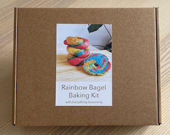 Regenbogen Bagel Backset mit Alles Mix Making Kit Alles außer dem Bagel Trader Kinder Erwachsene Handwerker Geschenk Boxed Vegan