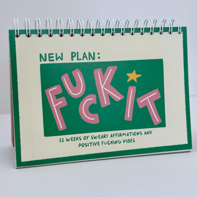Sweary Affirmation Desk Flip Chart Desk Pad Book | 52 Weeks of Positive F*cking Vibes | Funny Adult Gift | Daily Motivation | Office Gift image 1