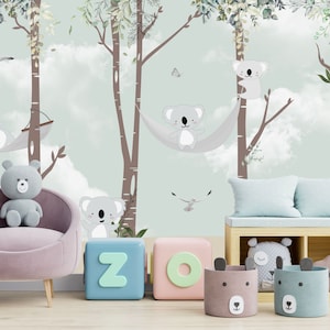 Koala carta da parati per bambini, Murale di un koala in una foresta, Wallpaper Kids Room, vivaio tecnologia UV LED n. 331