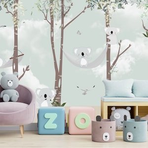 Children's wallpaper koala, Mural of a koala in a forest, Wallpaper Kids Room, nursery UV LED technology No. 331