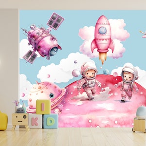sfondo spazio, pianeta rosa, stelle, nuvole, aerei, razzi, astronauta, stazione spaziale, aereo, cielo blu Tecnologia UV-LED n. 158