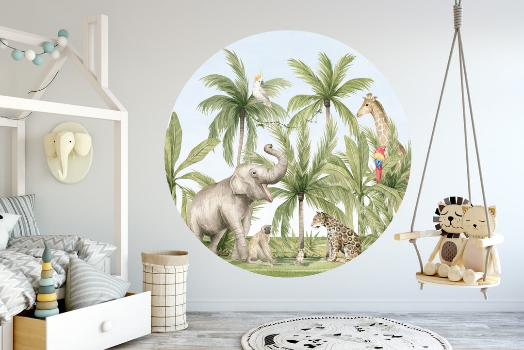 Wall Sticker Safari Animals, Self Adhesive, Zebra, Giraffe, Children's