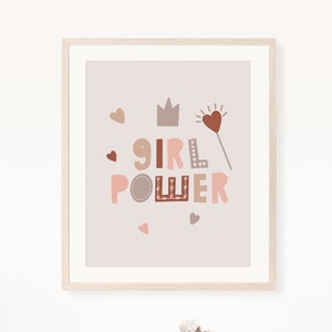 Girl Power Quote Art Print, Boho Nursery Printable Wall Art, Nursery Decor, Playroom Digital Art, Instant Download, Girl&#39;s Bedroom Decor