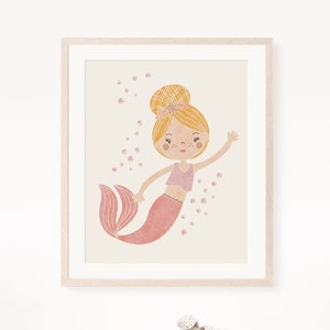 Mermaid Boho Nursery Printable Wall Art, Nursery Decor, Nautical Playroom Wall Art, Digital Print, Instant Download, Baby Room Decor