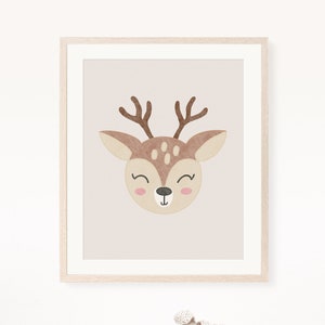 Woodland Baby Deer Boho Nursery Printable Wall Art, Nursery Decor, Forest Animals Playroom, Digital Print, Instant Download, Baby Room Decor