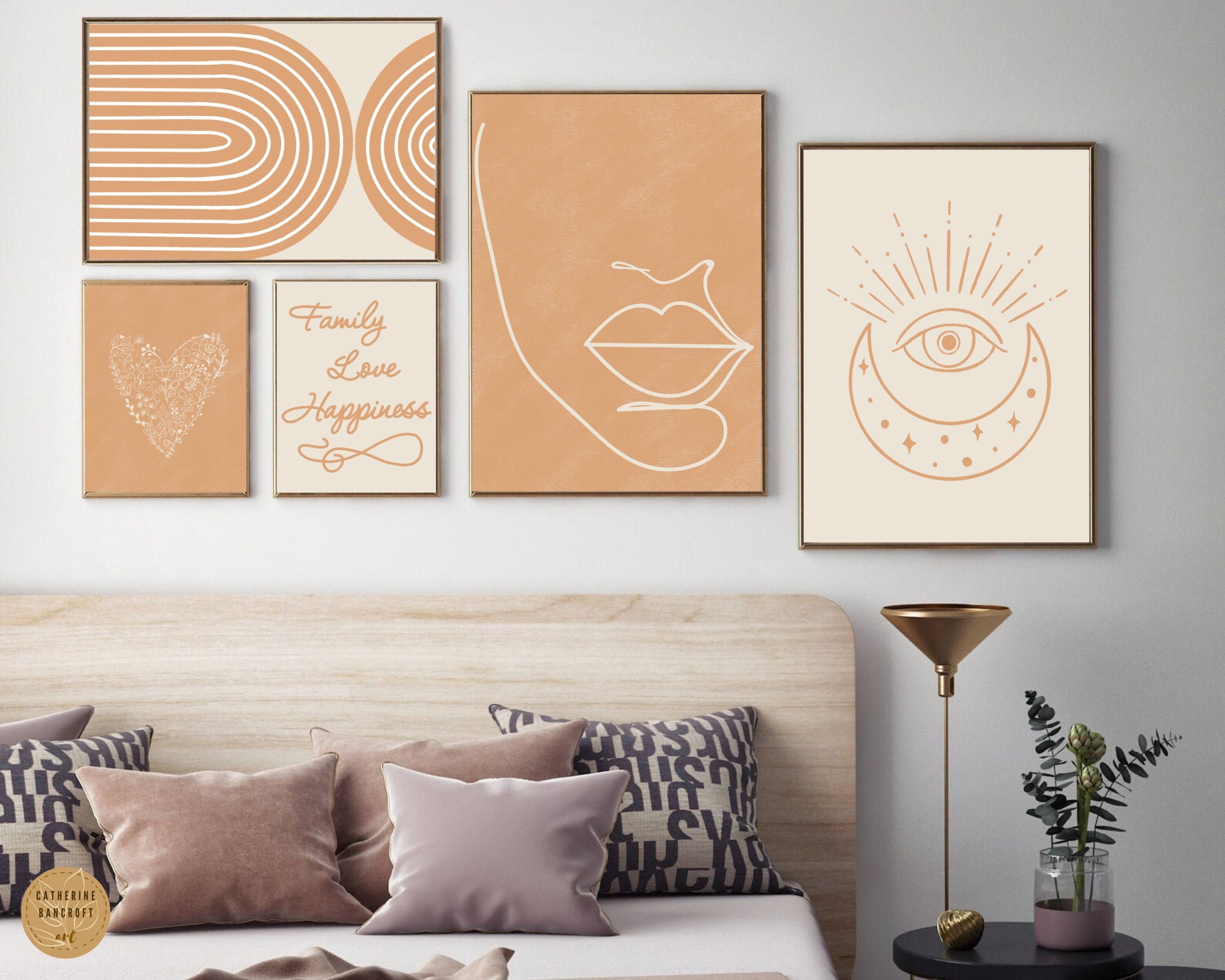 Boho Decor Line Art Print Woman Print Beige Wall Art - Etsy
