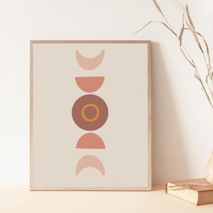 Boho Wall Decor | Digital Download | Large Wall Art | Minimalist Art | Moon Phases Art Print | Printable Wall Art | Beige Peach Print