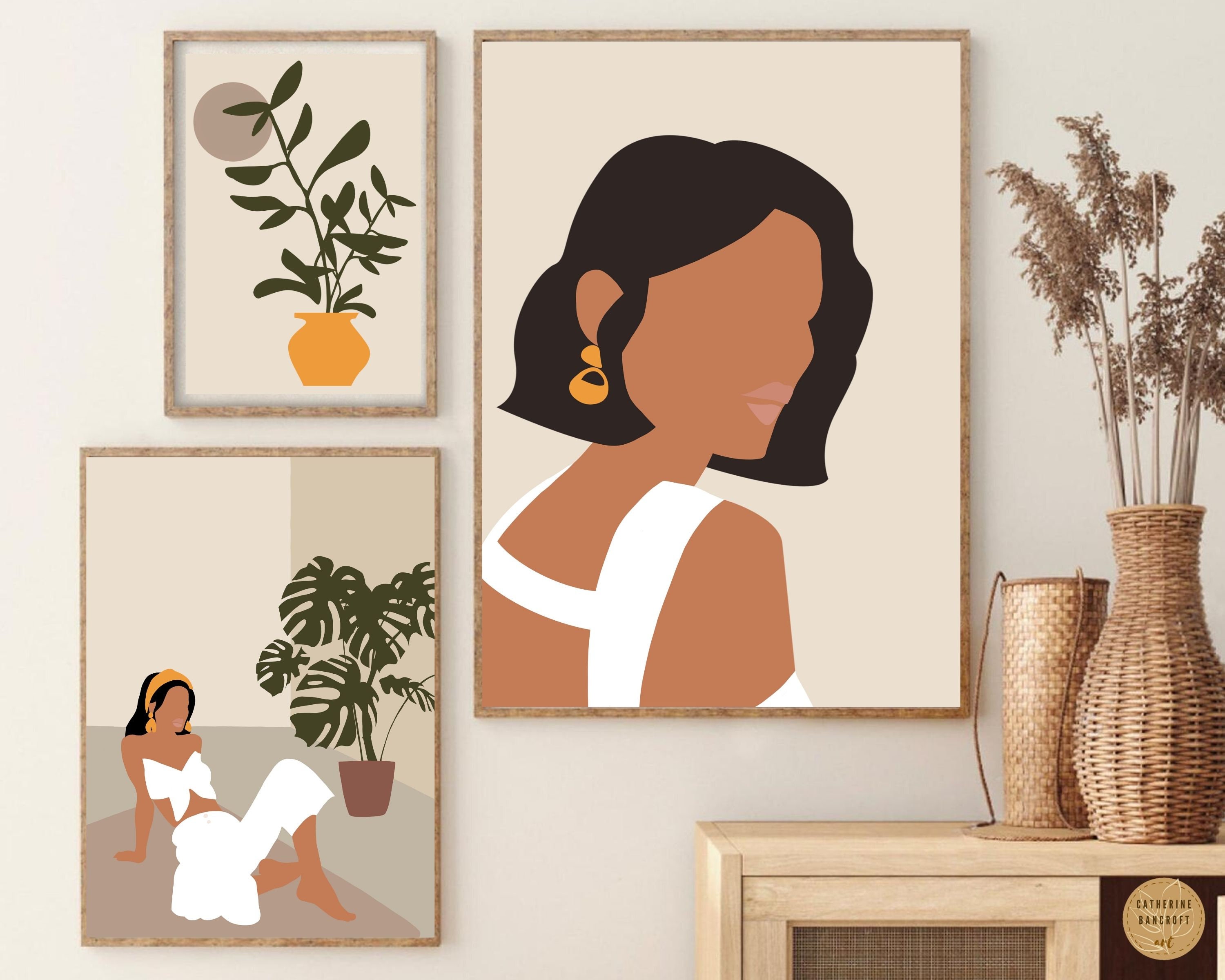 Mid Century Modern Art Print | Abstract Woman Portrait Wall Art ...