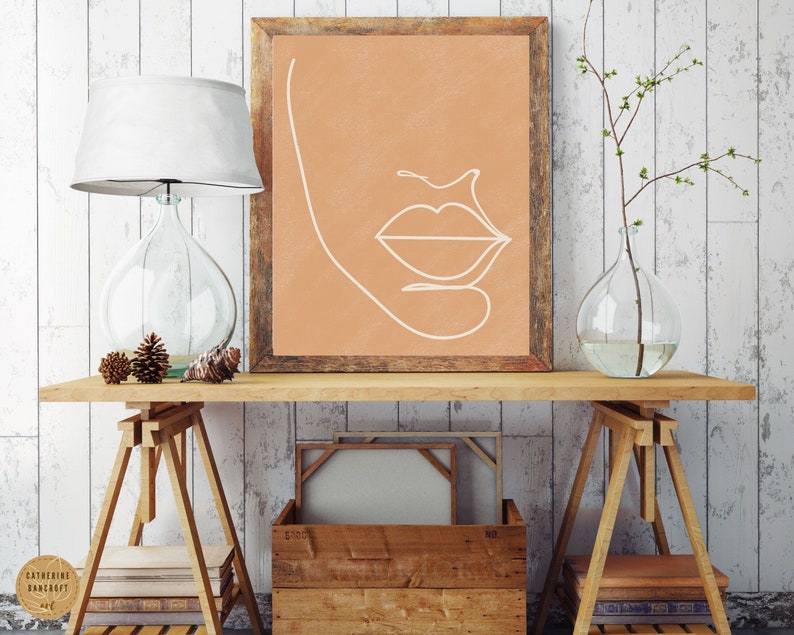 Boho Decor Line Art Print Woman Print Beige Wall Art - Etsy