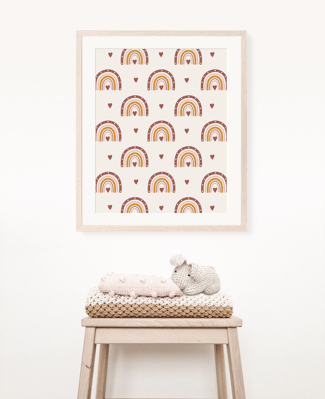 Girl's Boho Rainbow Art Print, Boho Nursery Printable Wall Art, Nursery ...