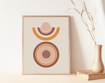 Boho Wall Decor | Digital Download | Large Wall Art | Minimalist Art | Geometric Circles Art Print | Printable Wall Art | Peach Beige Print