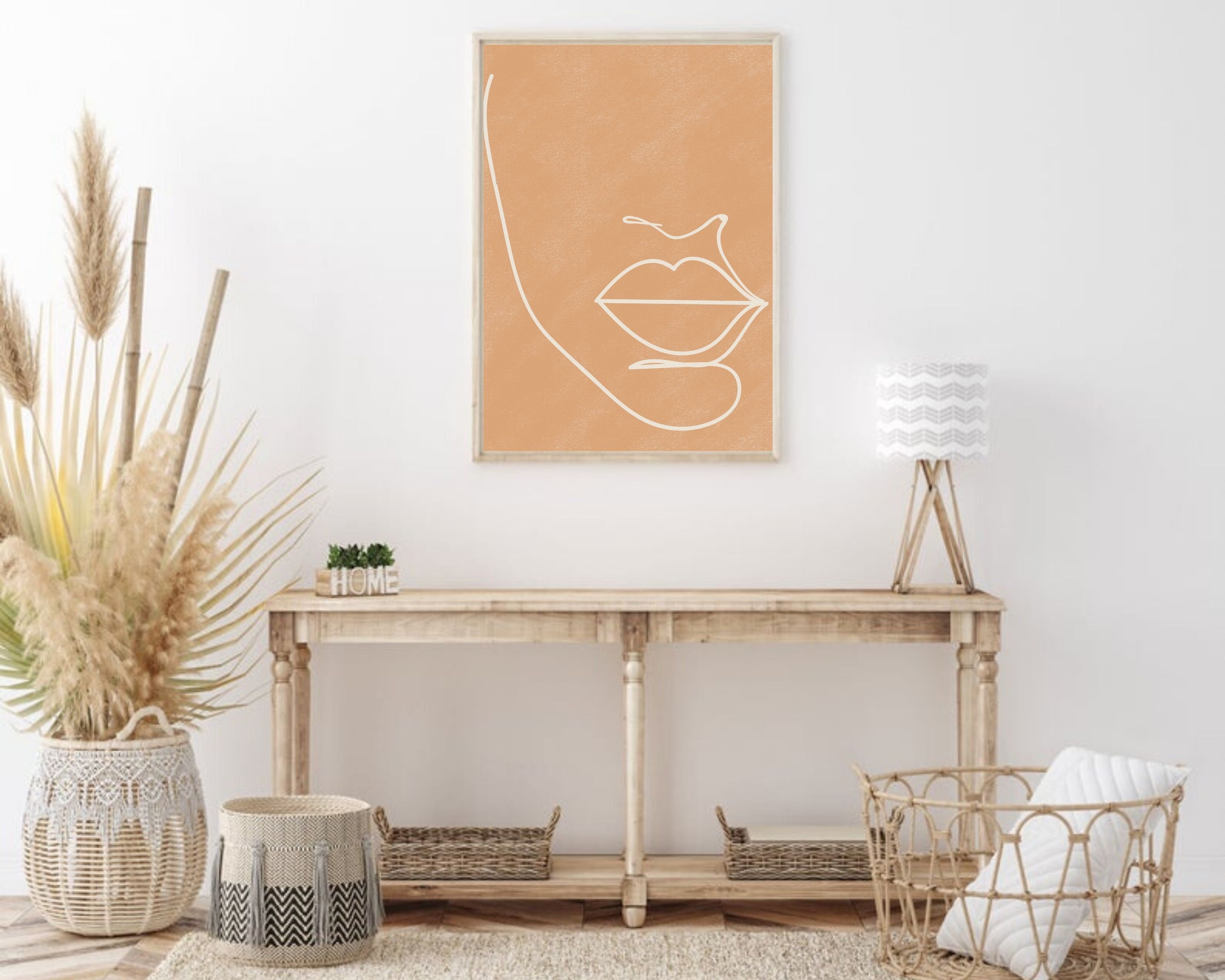Boho Decor Line Art Print Woman Print Beige Wall Art - Etsy