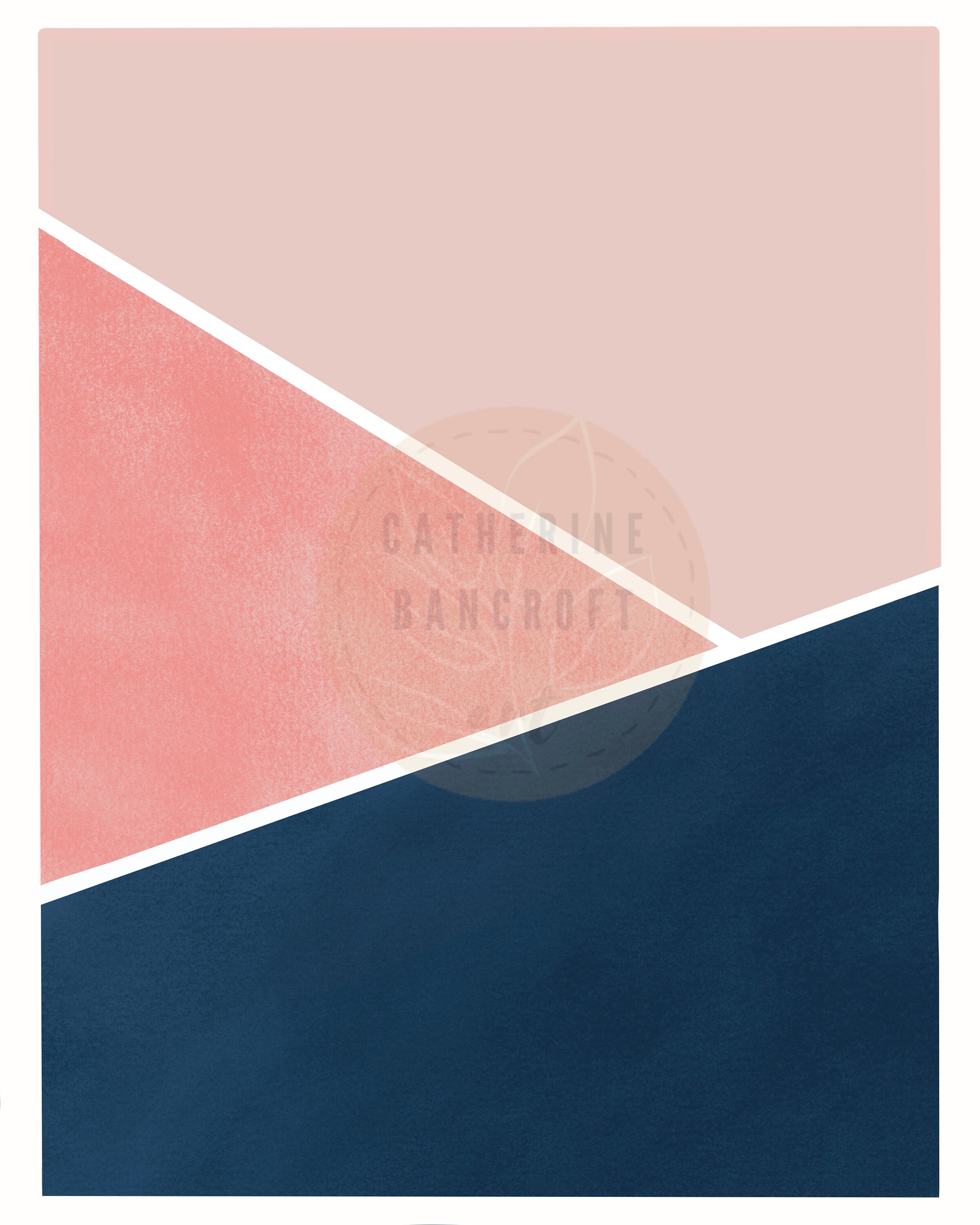 Navy Blue and Blush Pink Geometric Prints | Pink and Blue Abstract Art ...