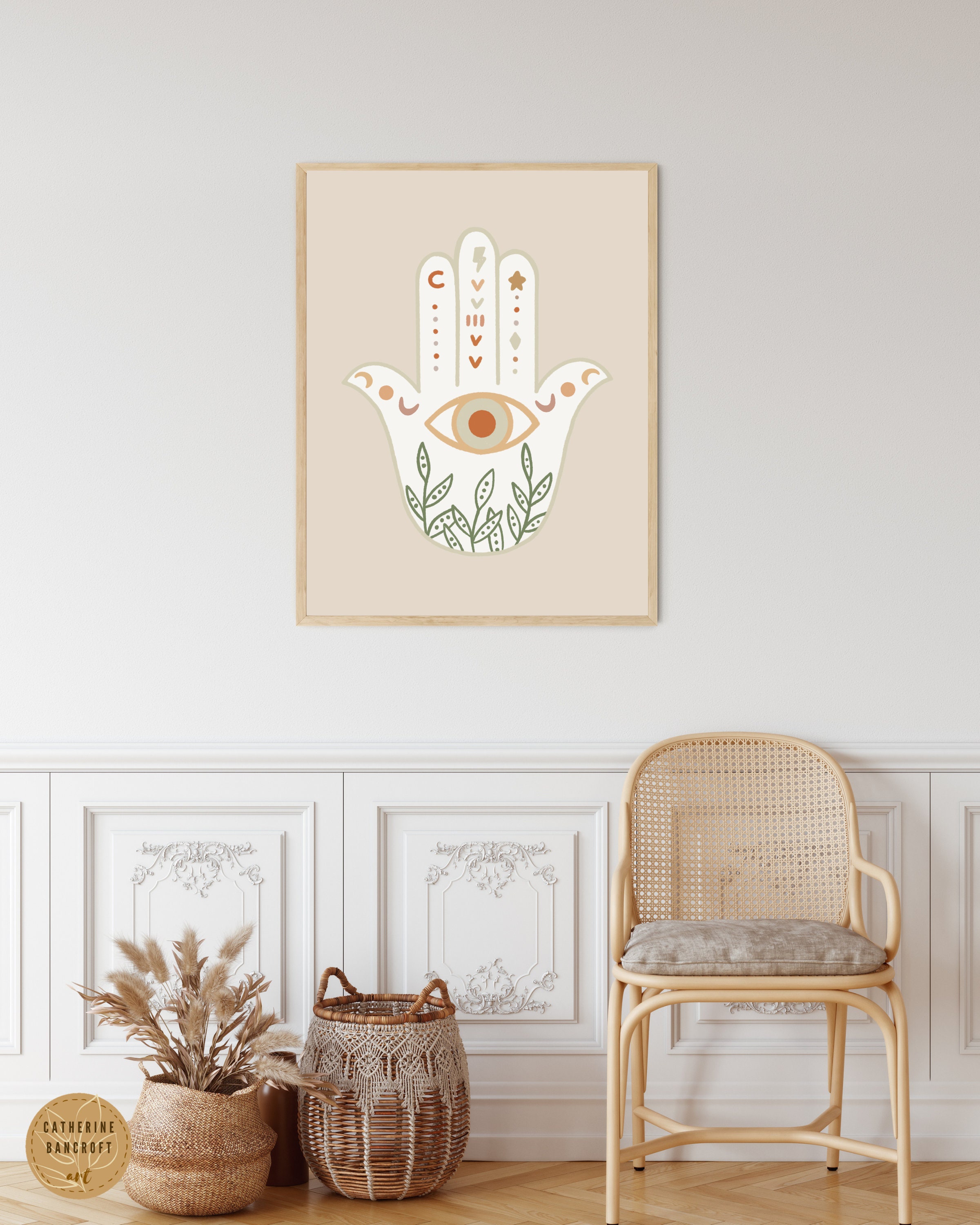 Bohemian Hand and Moon Set of Two Prints Mystical Wall - Etsy