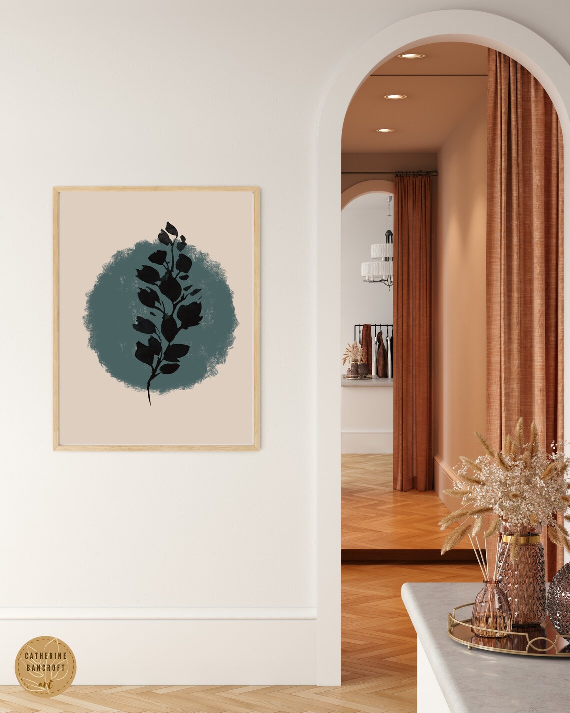 Boho Teal Blue Wall Decor Digital Download Large Wall Art Etsy