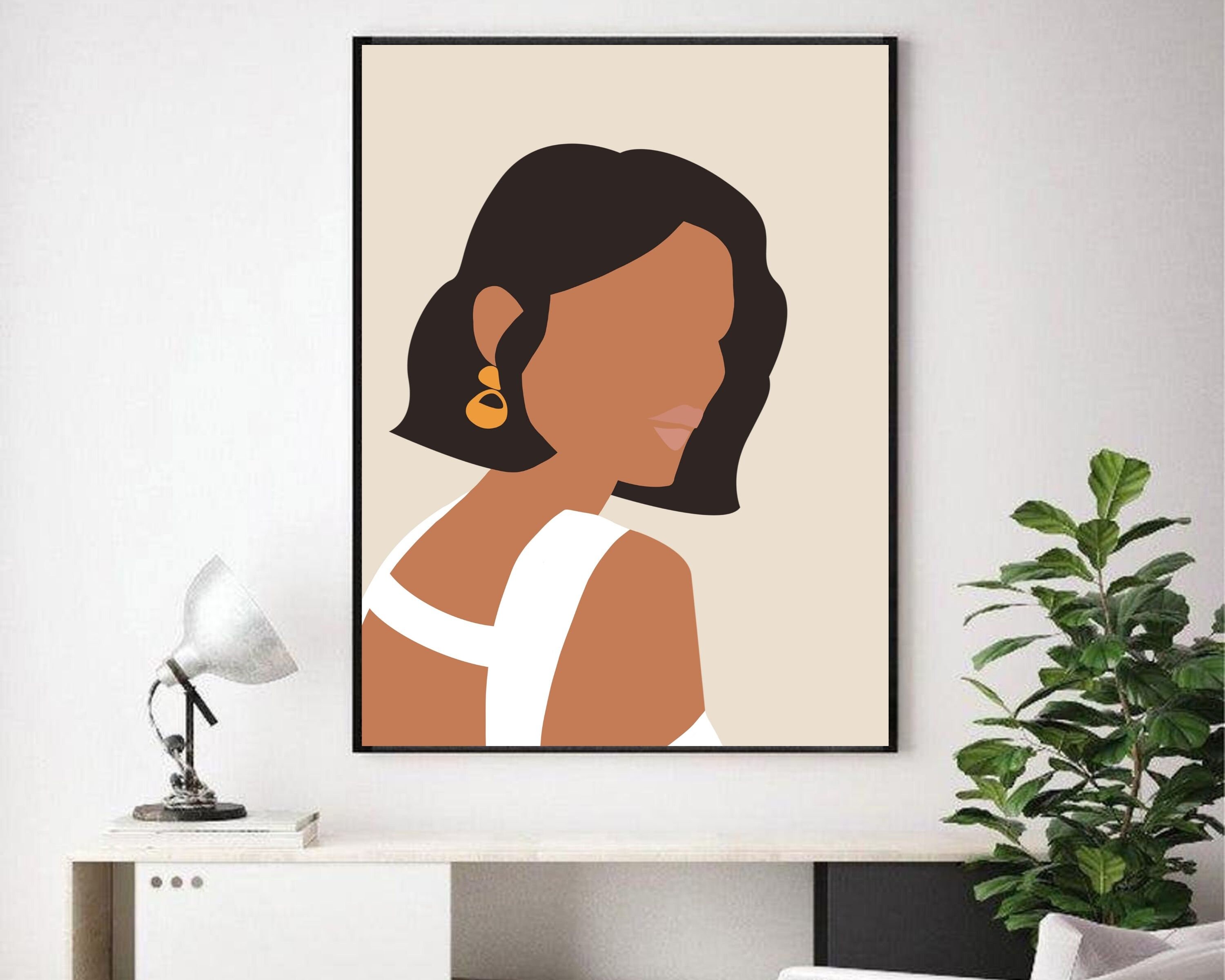 Mid Century Modern Art Print Abstract Woman Portrait Wall | Etsy