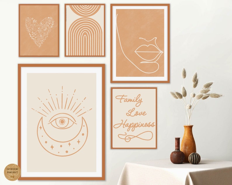 Boho Decor Line Art Print Woman Print Beige Wall Art - Etsy