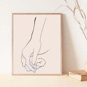 Boho Wall Decor | Digital Download Art | Large Wall Art | Minimalist Art | Neutral Print | Printable Wall Art | Hands Line Art | Beige Print