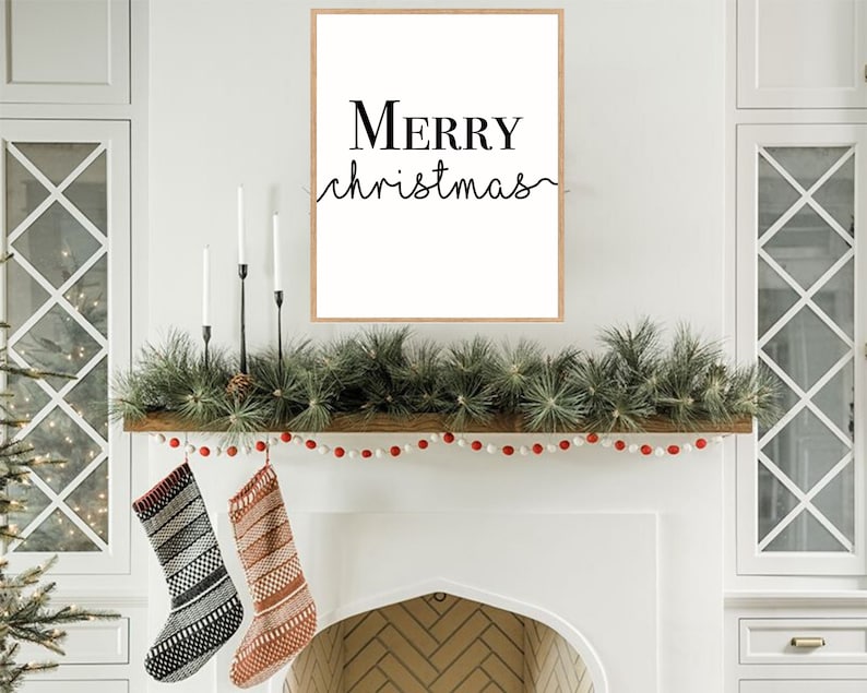 Merry Christmas Quote Wall Art Print Digital Download Etsy