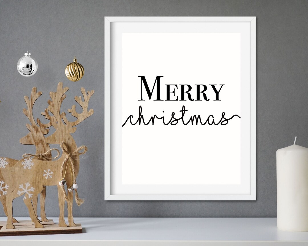 Merry Christmas Quote Wall Art Print Digital Download Etsy