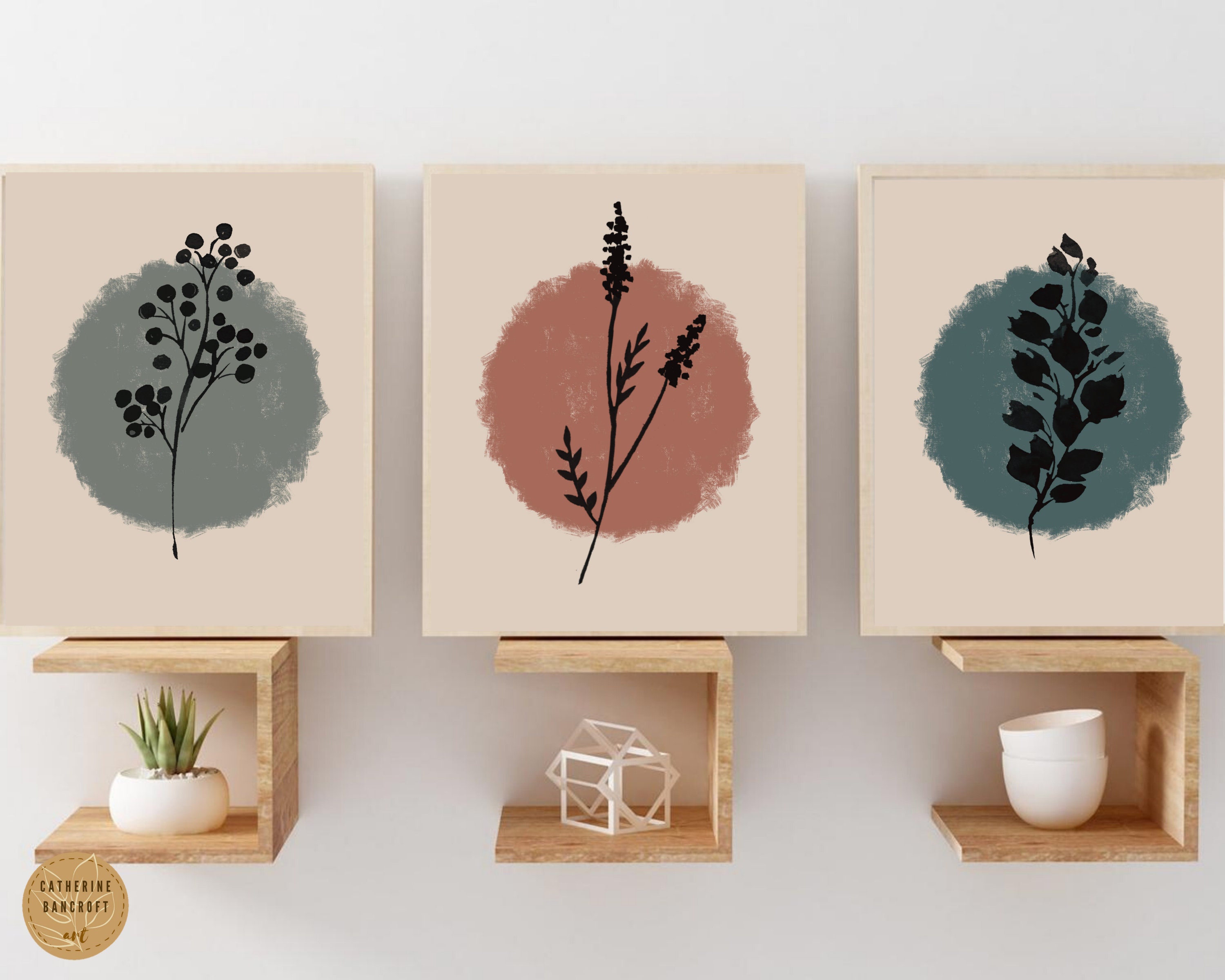 Boho Teal Blue Wall Decor Digital Download Large Wall Art Etsy