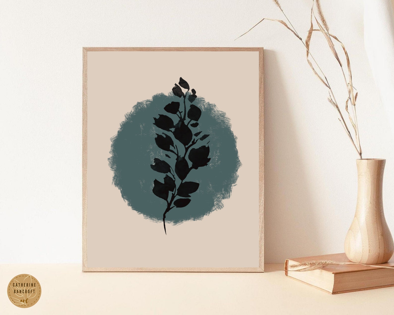 Boho Teal Blue Wall Decor Digital Download Large Wall Art Etsy