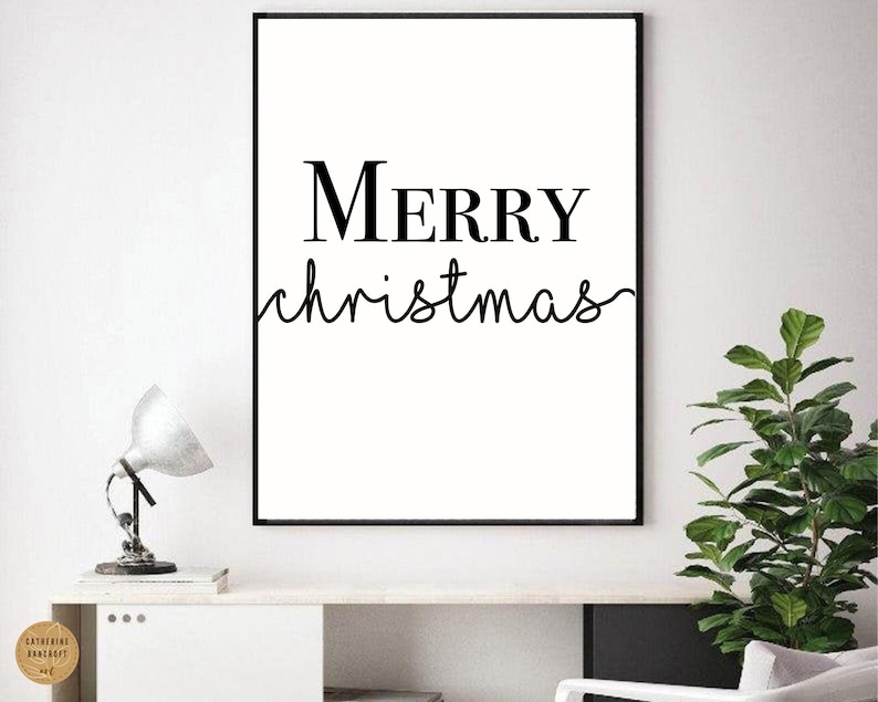 Merry Christmas Quote Wall Art Print Digital Download Etsy