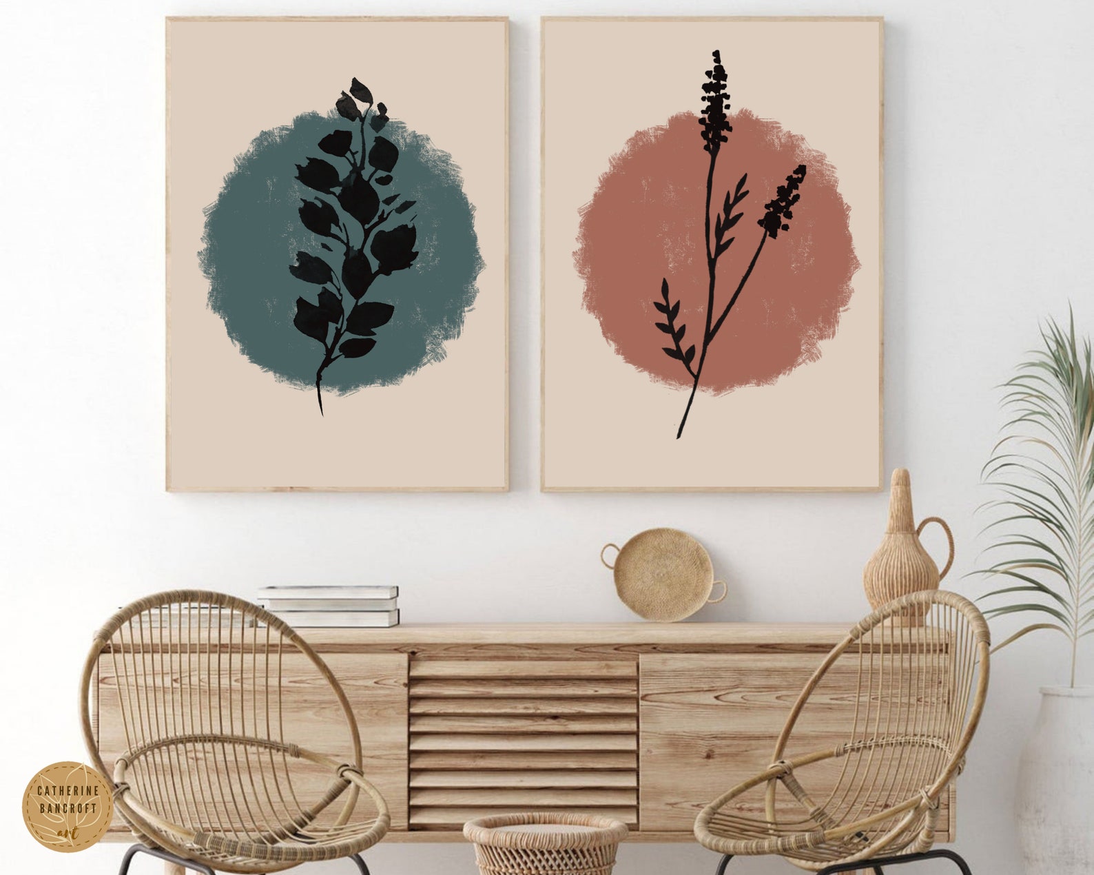 Boho Teal Blue Wall Decor Digital Download Large Wall Art Etsy