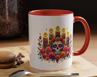 skull - Mariachi Mug, 11oz Size, day of the dead, dia de los muertos, mexican halloween, mexican art, sugar skull, colorfull skull