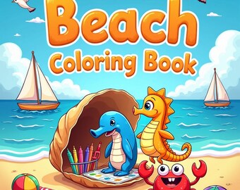 beach coloring book, christmas gift, coloring page, coloring book, sea coloring book