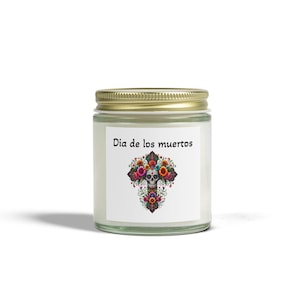 skull cross Coconut Apricot Candles, dia de muertos candle, dia de los muertos decor, day of the dead, sugar skull, colorful skull, candle