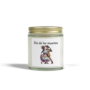 catrines2 Coconut Apricot Candles, dia de muertos candle, dia de los muertos decor, day of the dead, sugar skull, colorful skull,  dancers