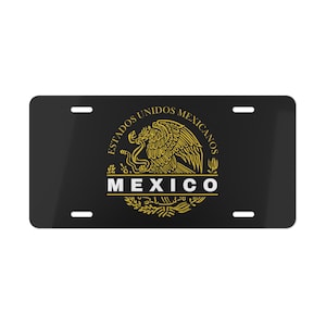 license Plate gold mexican shield, mexico license, custom license plate, mexico license plate, rustic license plate, custom metal sign
