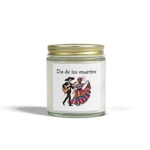 catrines Coconut Apricot Candles, dia de muertos candle, dia de los muertos decor, day of the dead, sugar skull, colorful skull,  dancers