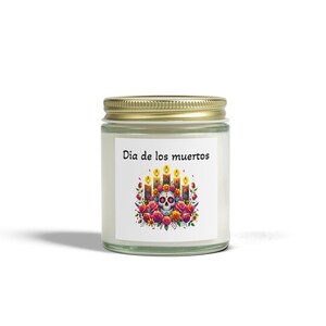 Altar Coconut Apricot Candles, dia de muertos candle, dia de los muertos decor, day of the dead, sugar skull, colorful skull,  skull candle