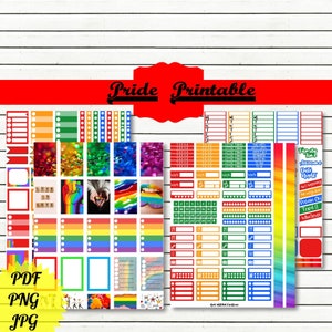 Autocollants de planificateur de fierté, autocollants de planificateur pour HAPPY PLANNER, Kit hebdomadaire de fierté, autocollants imprimables de fierté
