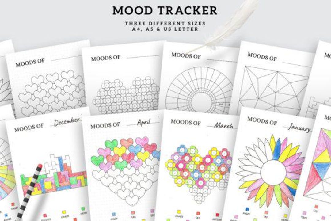 6-page Printable Mood Tracker Bundle | Unique Monthly Themes | US ...