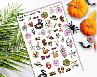Foglio di adesivi Summerween – Adesivi spettrali per l'agenda estiva