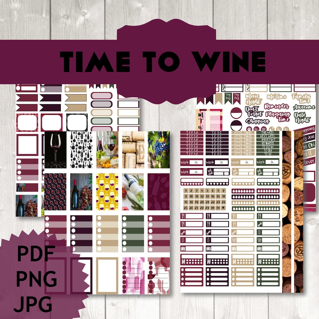 Wine Planner Stickers. Planner Stickers for HAPPY PLANNER. Wine Weekly ...