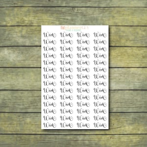 Werksticker: een functionele plannersticker in doodle-lettertype en accenten