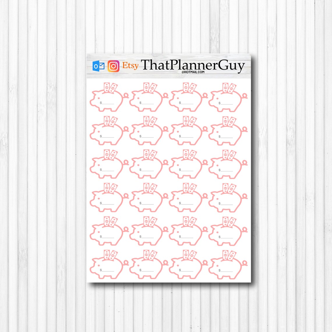 Piggy Bank Stickers Piggy Bank Planner Stickers Money | Etsy