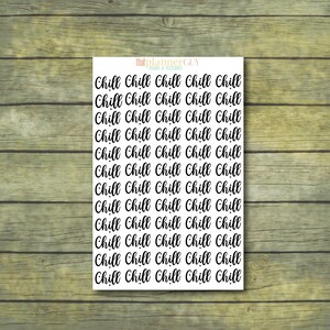 Chill Sticker: een functionele plannersticker met doodle-lettertype en accenten