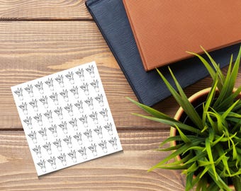 Zimmerpflanze Aufkleber | Winzige skizzierte Pflanzen Symbole, Matte Planner Stickers