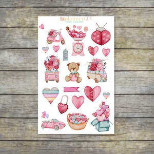 Naklejka na Walentynki | Naklejki akwarelowe | Naklejki serduszka | Naklejki miłosne | Planner Stick