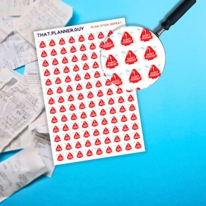 May include: A sheet of planner stickers with a red alert symbol and the words "DON'T FORGET" printed on each. The stickers are on a white background with a light blue pattern. The text "THAT.PLANNER.GUY" and "PLAN. STICK. REPEAT." are also visible.