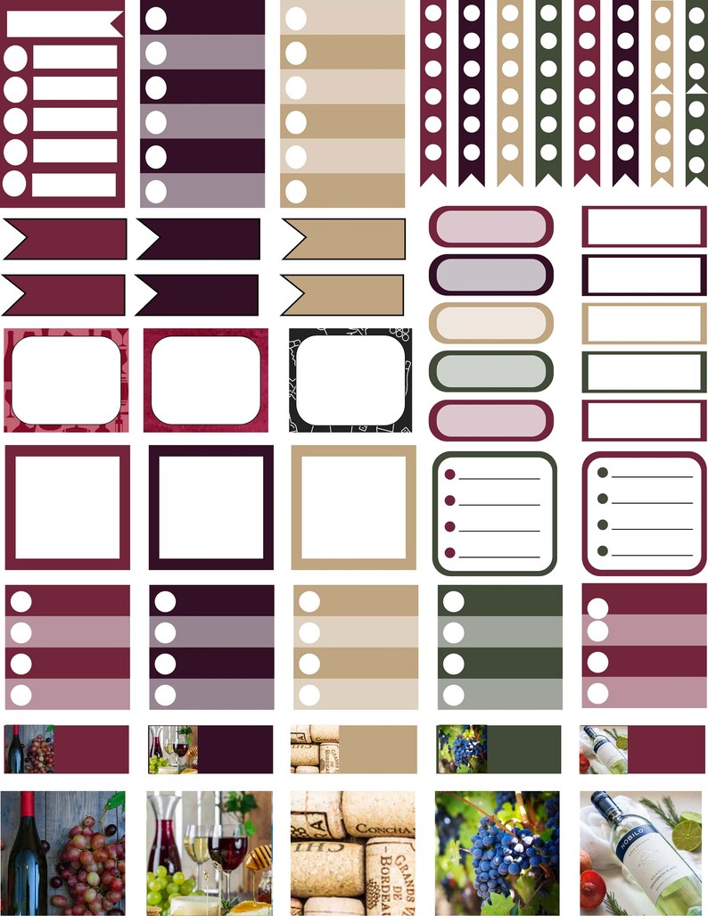 Wine Planner Stickers. Planner Stickers for HAPPY PLANNER. Wine Weekly ...