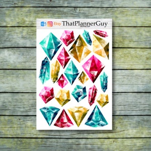 Watercolor Gem Planner Stickers